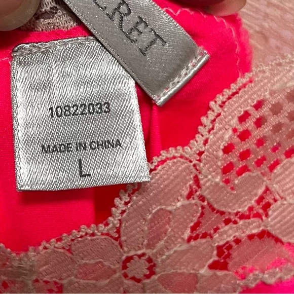 VICTORIA’S SECRET Vintage Y2K Hit Pink Lacey Slip Dress Mini Dress Size Large - Picture 6 of 12